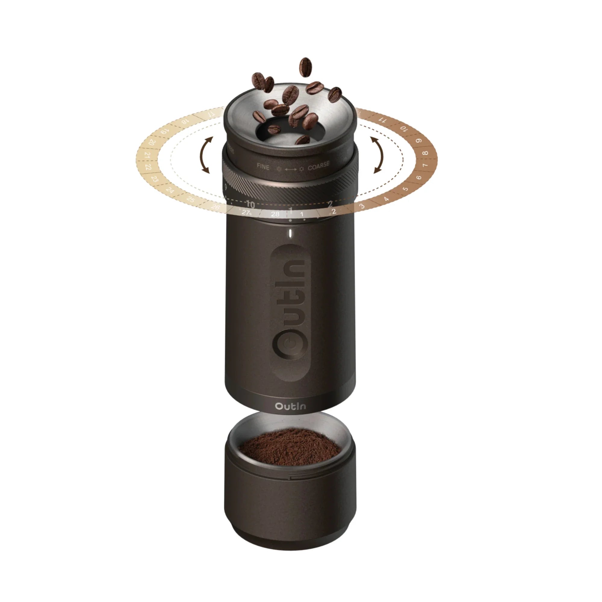 Outin Fino Electric Coffee Grinder - Portable and Adjustable