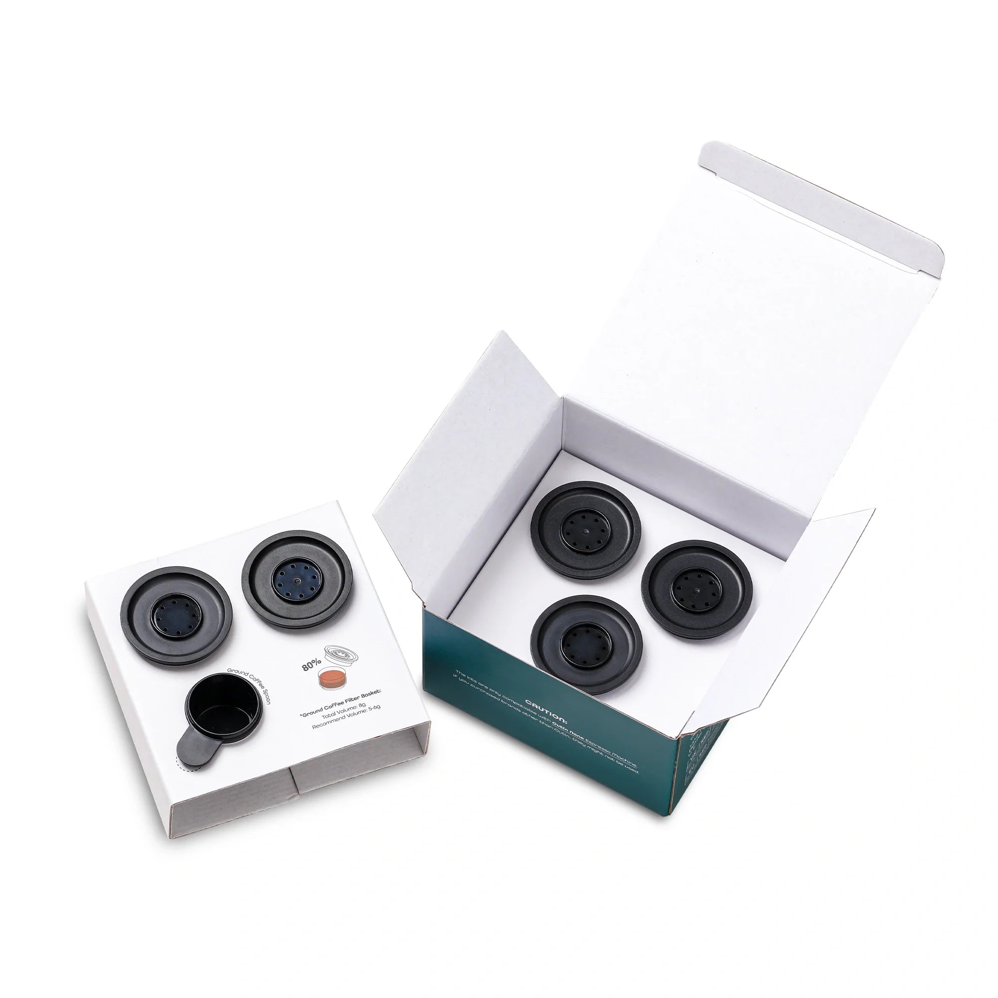 Ground coffee filter baskets and spoon kit for Outin Nano espresso machine